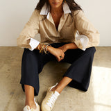 The Tipped Weekend Shirt in Honey Stripe