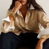 The Tipped Weekend Shirt in Honey Stripe