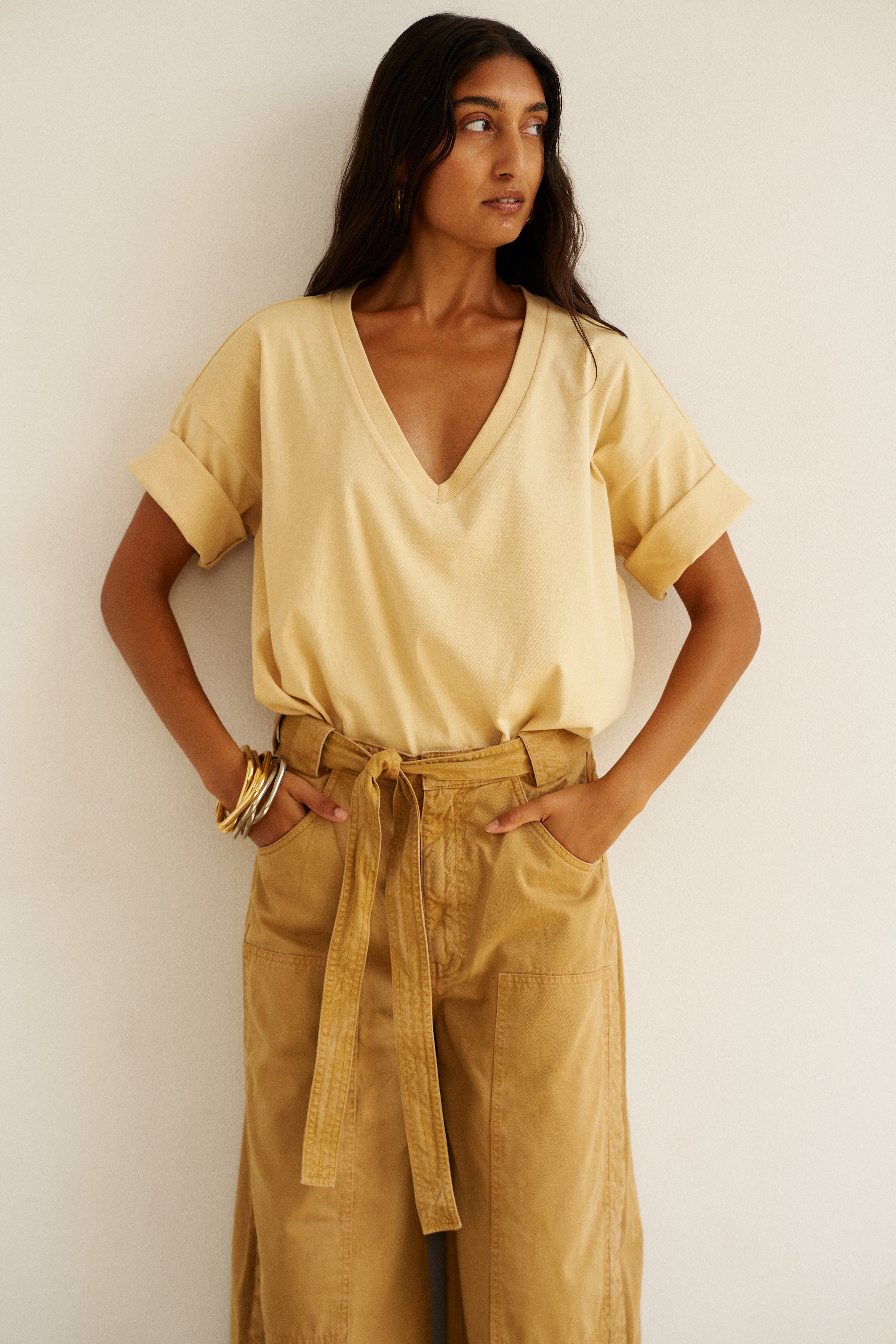 The V Tee in Butter