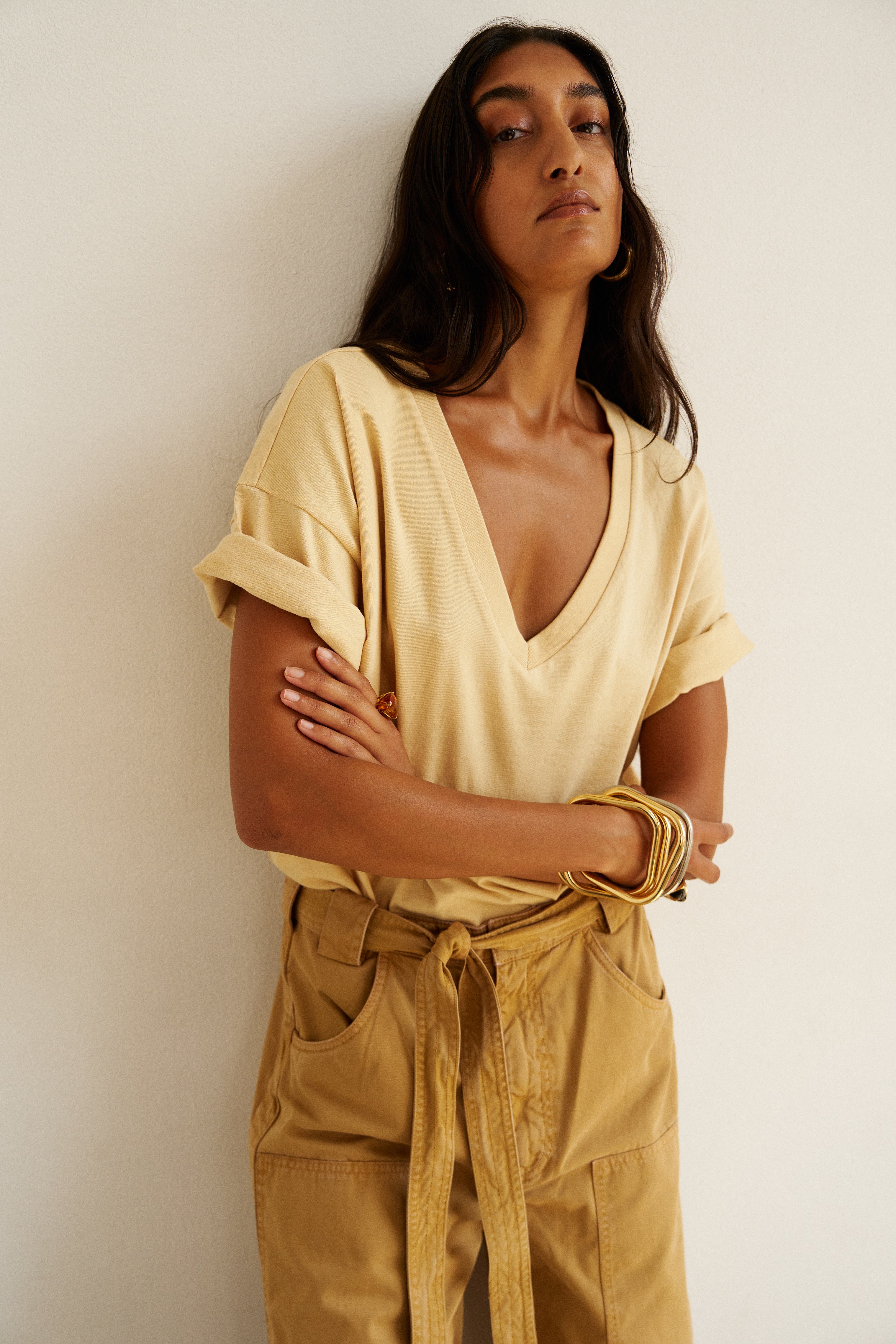 The V Tee in Butter