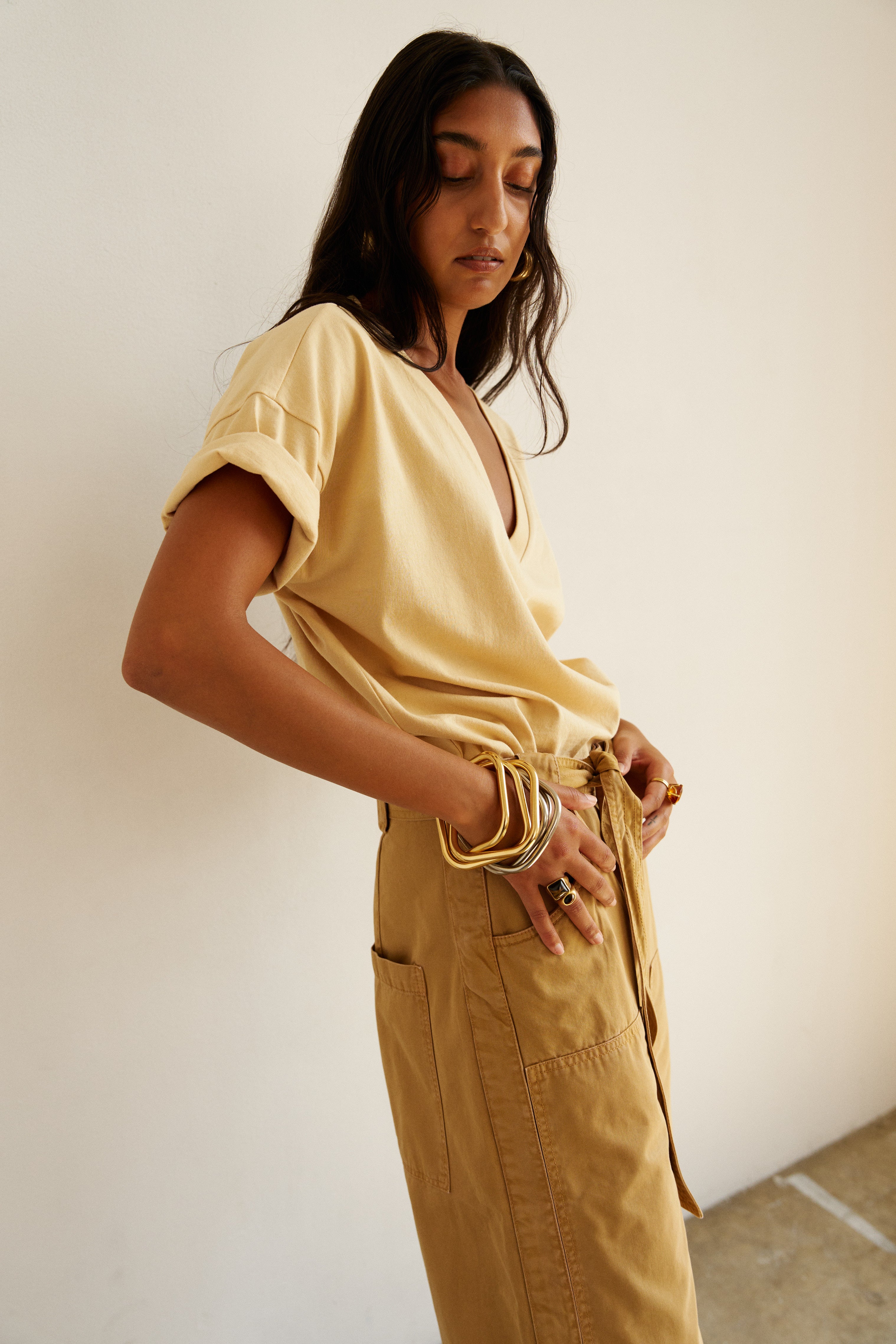 The V Tee in Butter