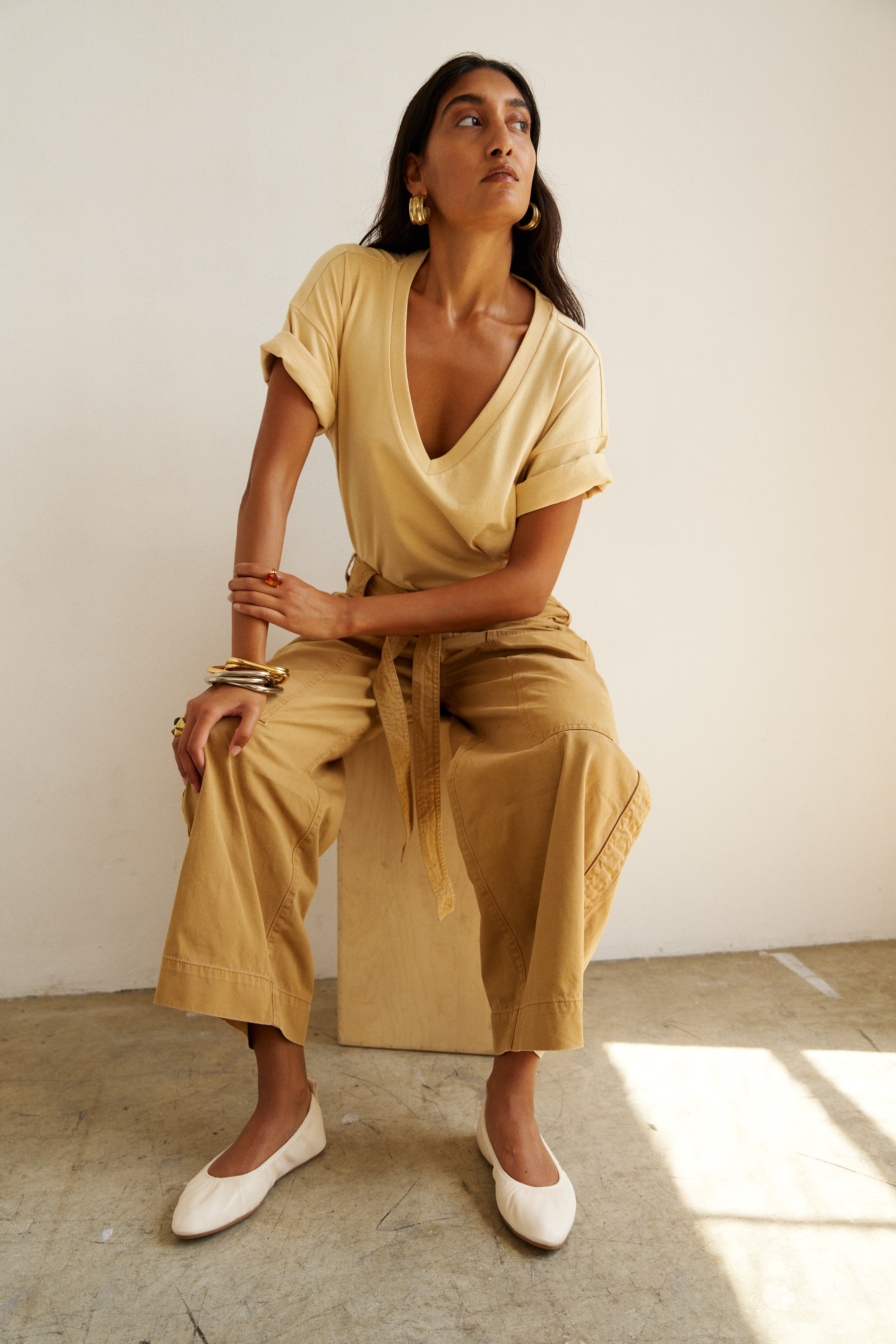 The V Tee in Butter