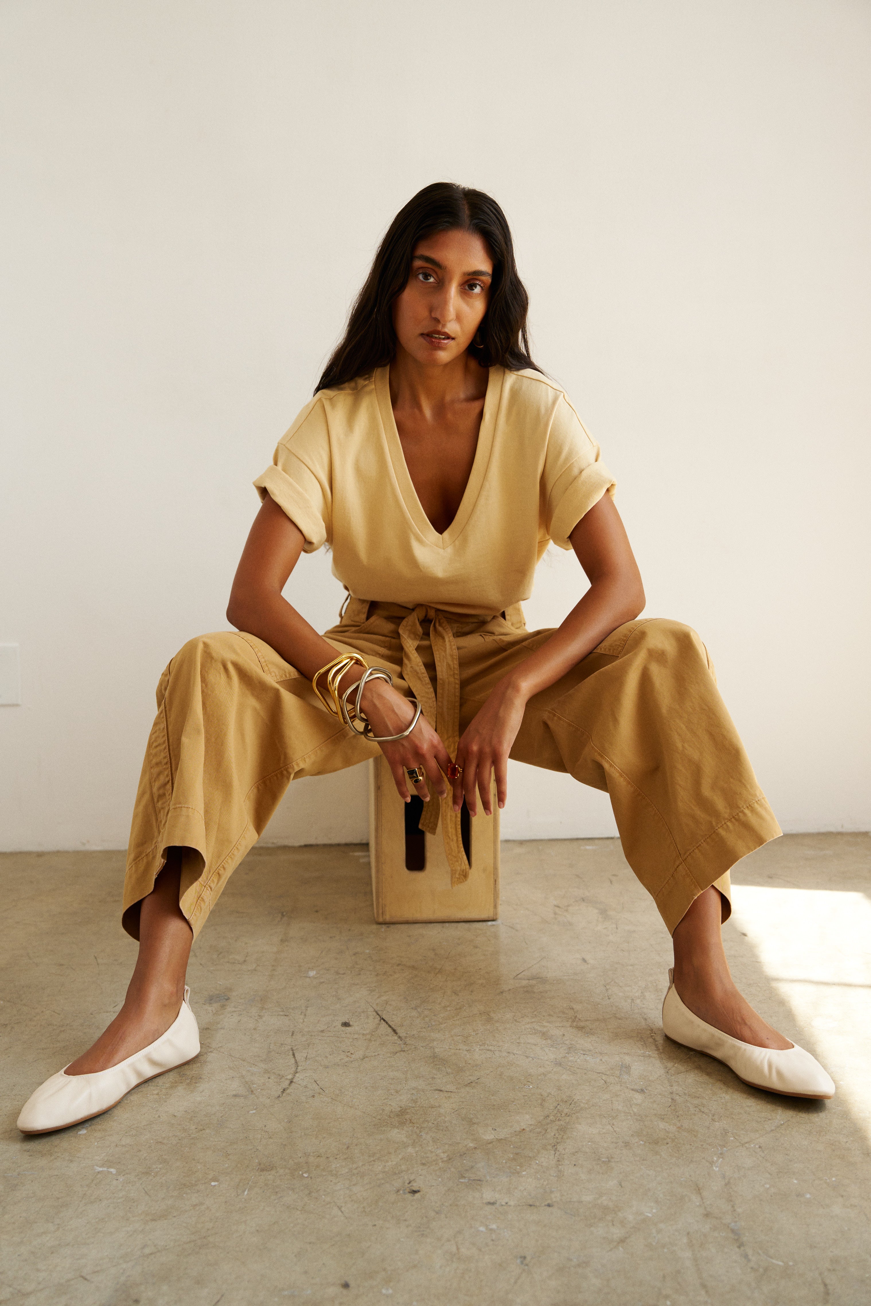 The V Tee in Butter