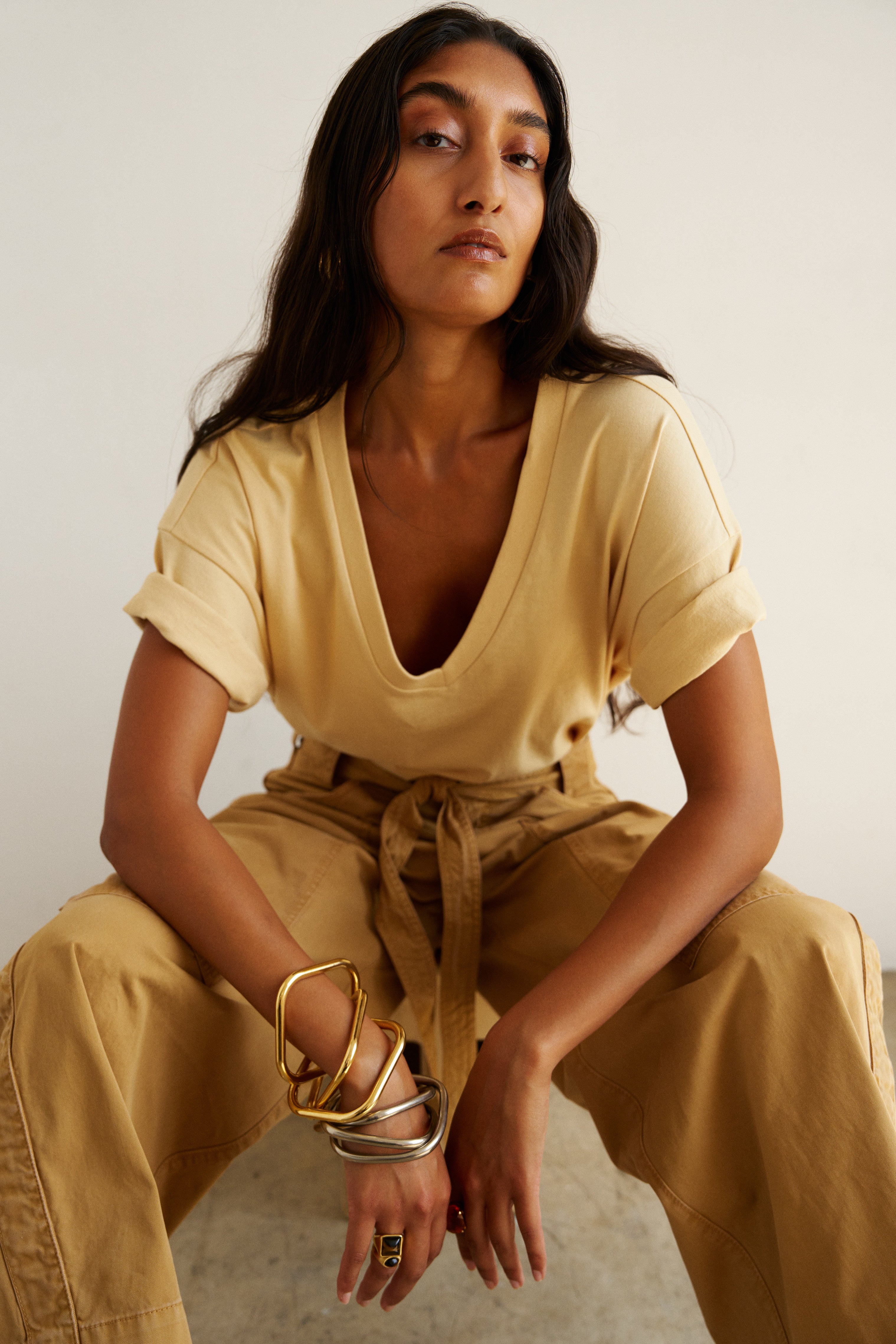 The V Tee in Butter