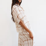 The Italian Summer Skirt in Natural Plaid