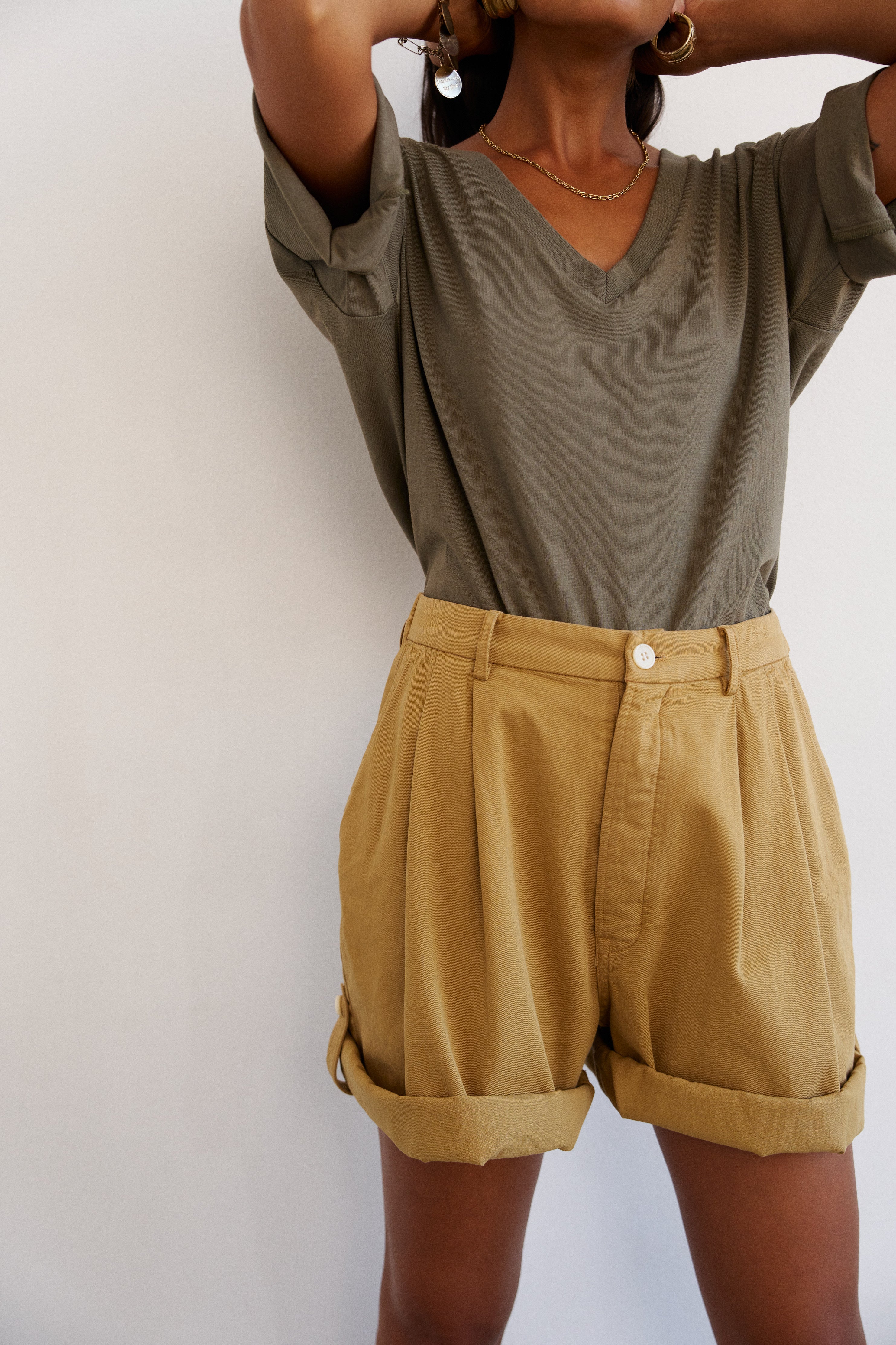 The V Tee in Olive