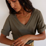 The V Tee in Olive