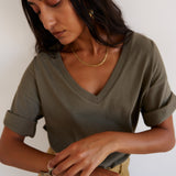 The V Tee in Olive