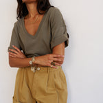 The V Tee in Olive