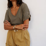 The V Tee in Olive