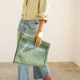 The Document Clutch in Green Snake