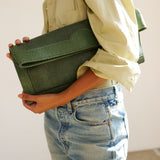 The Document Clutch in Green Snake