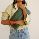 The Document Clutch in Green Snake