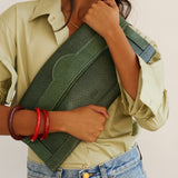 The Document Clutch in Green Snake