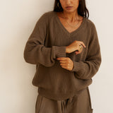 The V Fave in Cotton Cashmere in Khaki