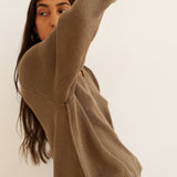 The V Fave in Cotton Cashmere in Khaki