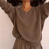 The V Fave in Cotton Cashmere in Khaki