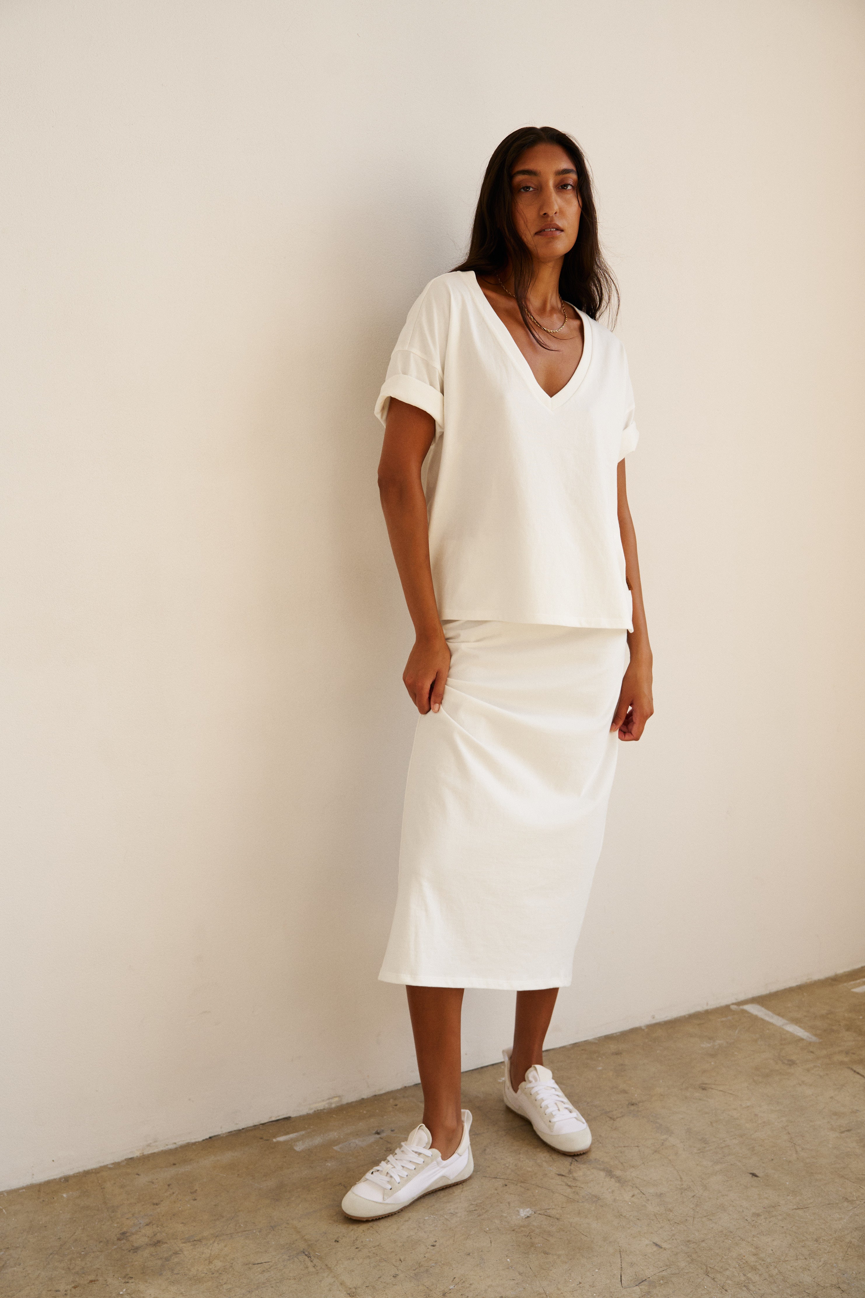 The Column Skirt in White