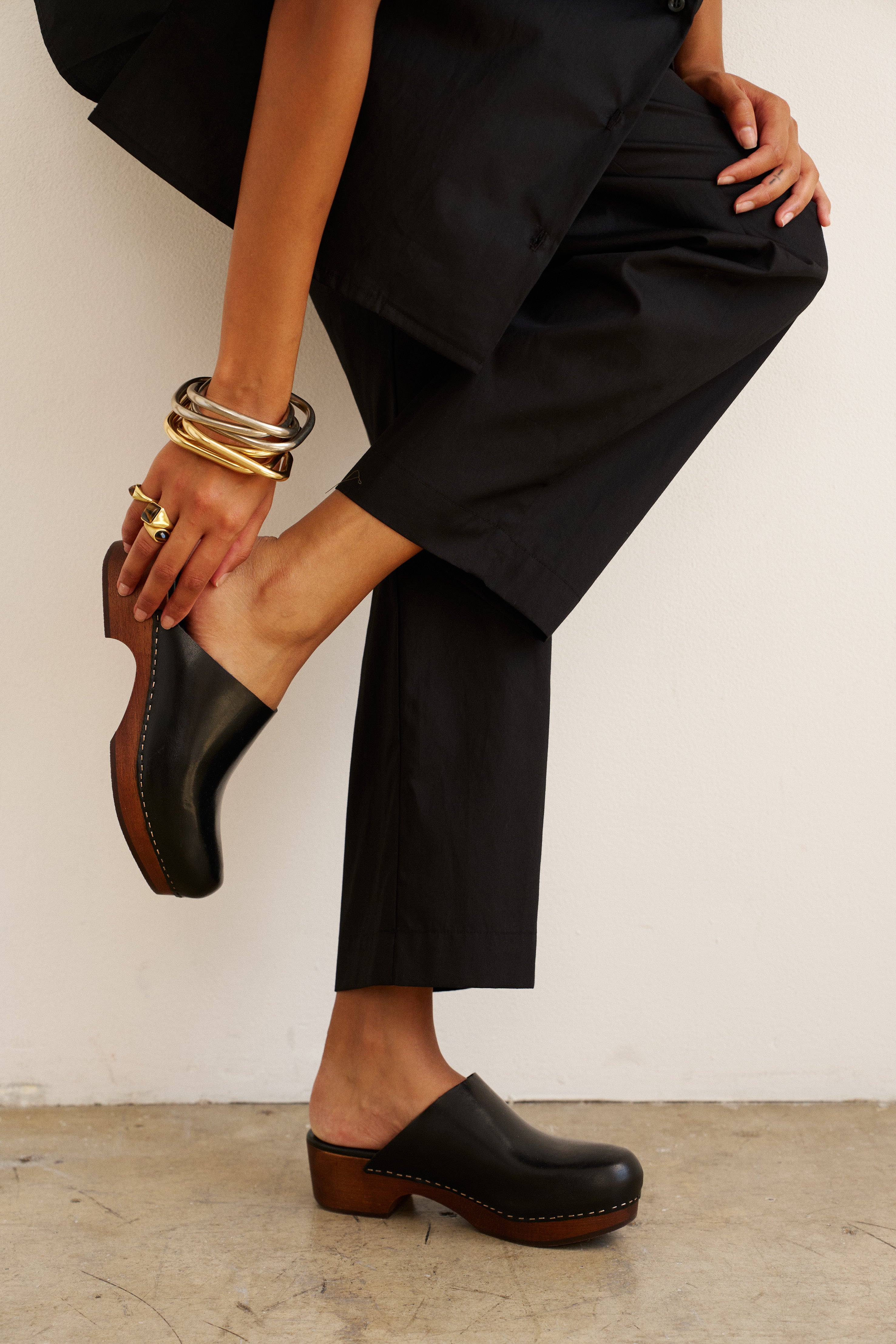 black dress clogs Handcrafted Black Leather Clog | Gloria Clog