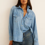 The Loretta Western Shirt in Timeworn Indigo