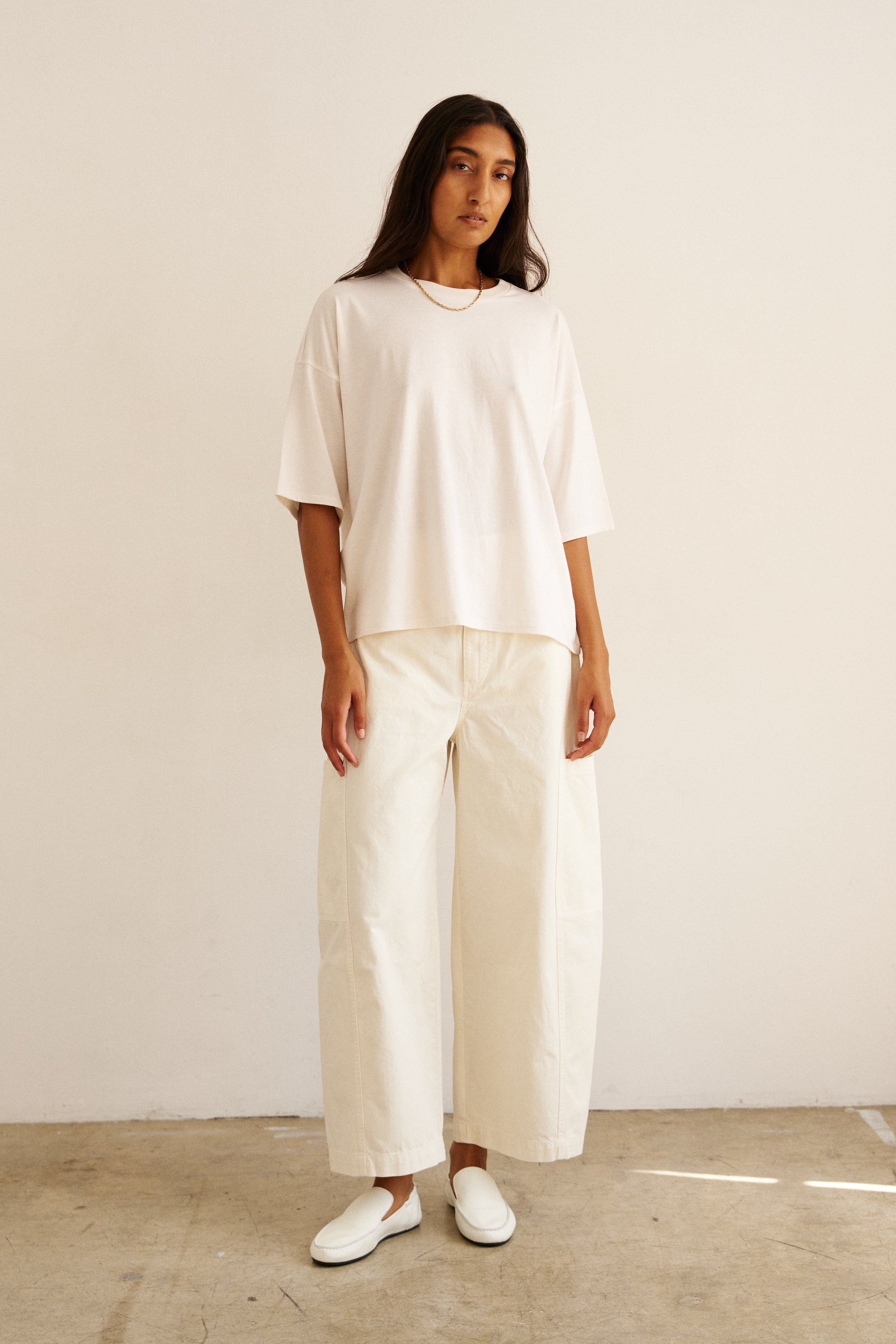 The Baggy Painter Crop in Ecru