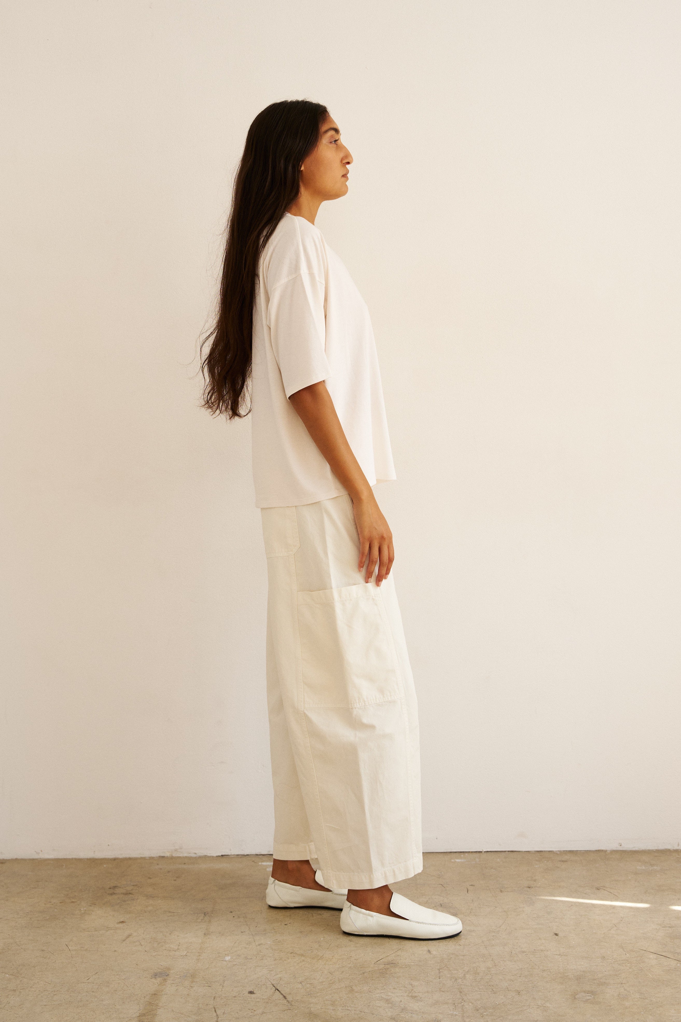 The Baggy Painter Crop in Ecru