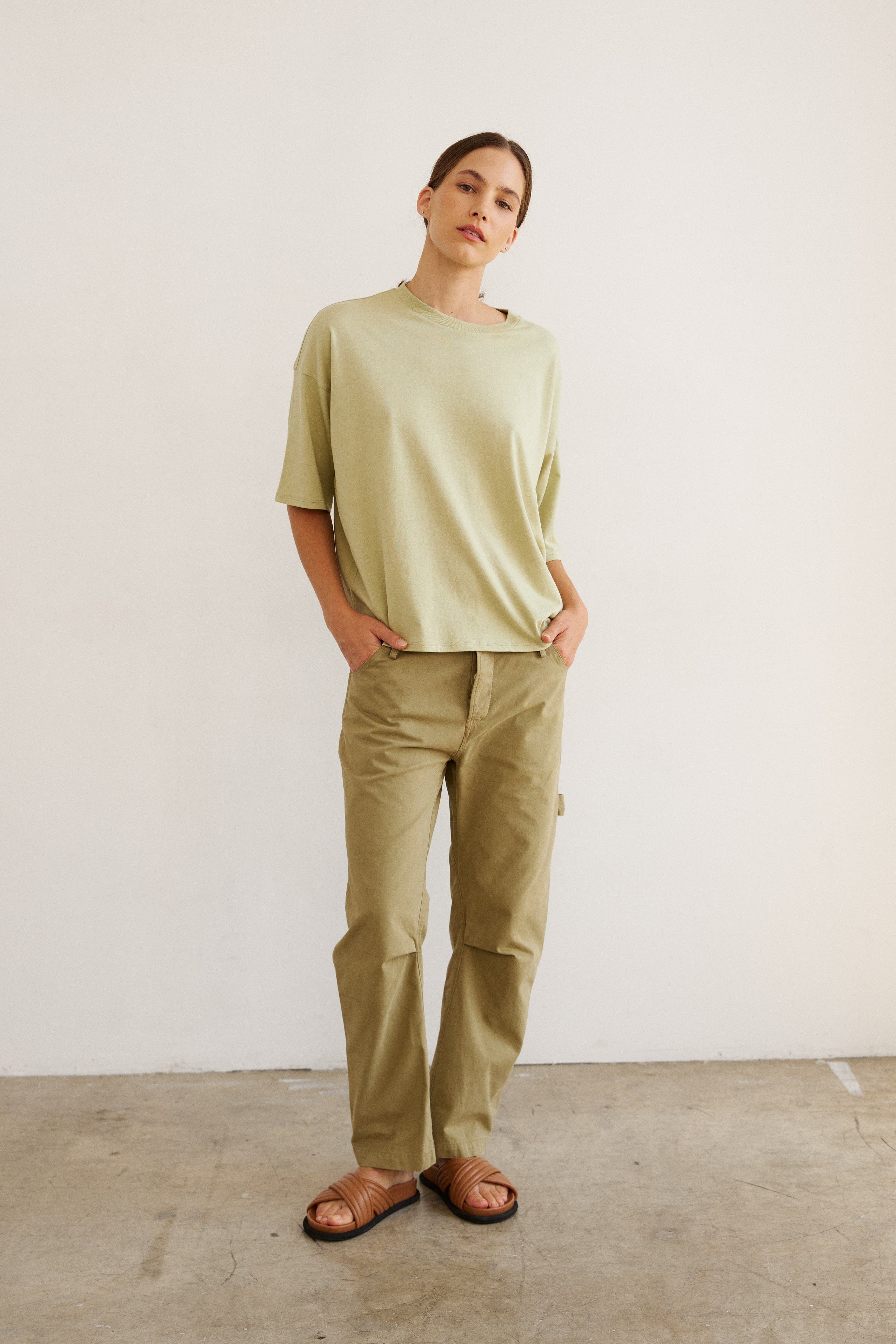 The Draped Tee in Pistachio