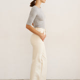 The Rib Elbow Crew in Heather Grey