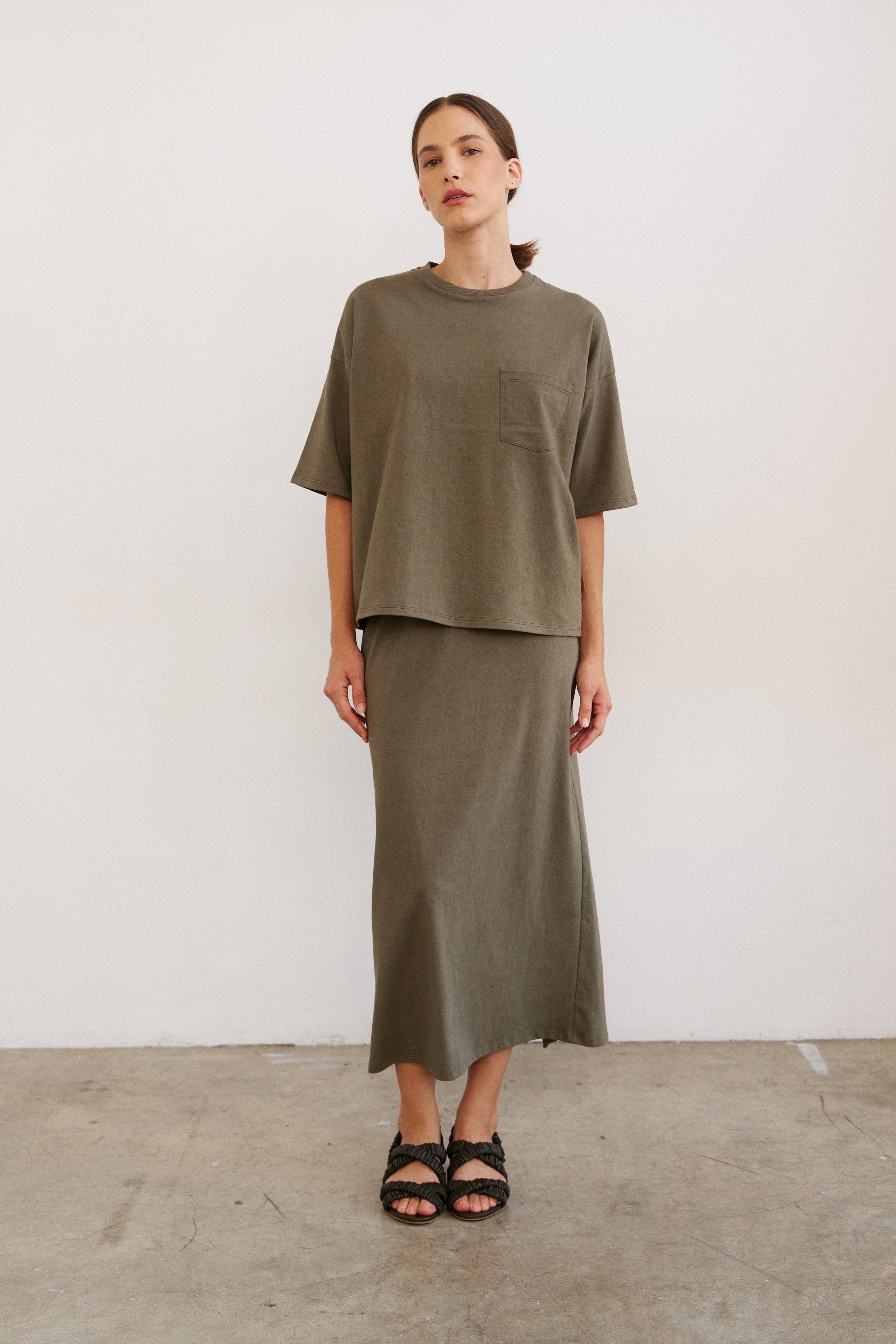 The Column Skirt in Olive