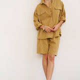 The Pleat Short in Tan