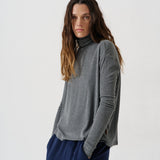The Draped Turtleneck in Charcoal