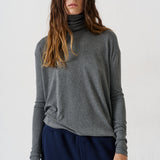 The Draped Turtleneck in Charcoal