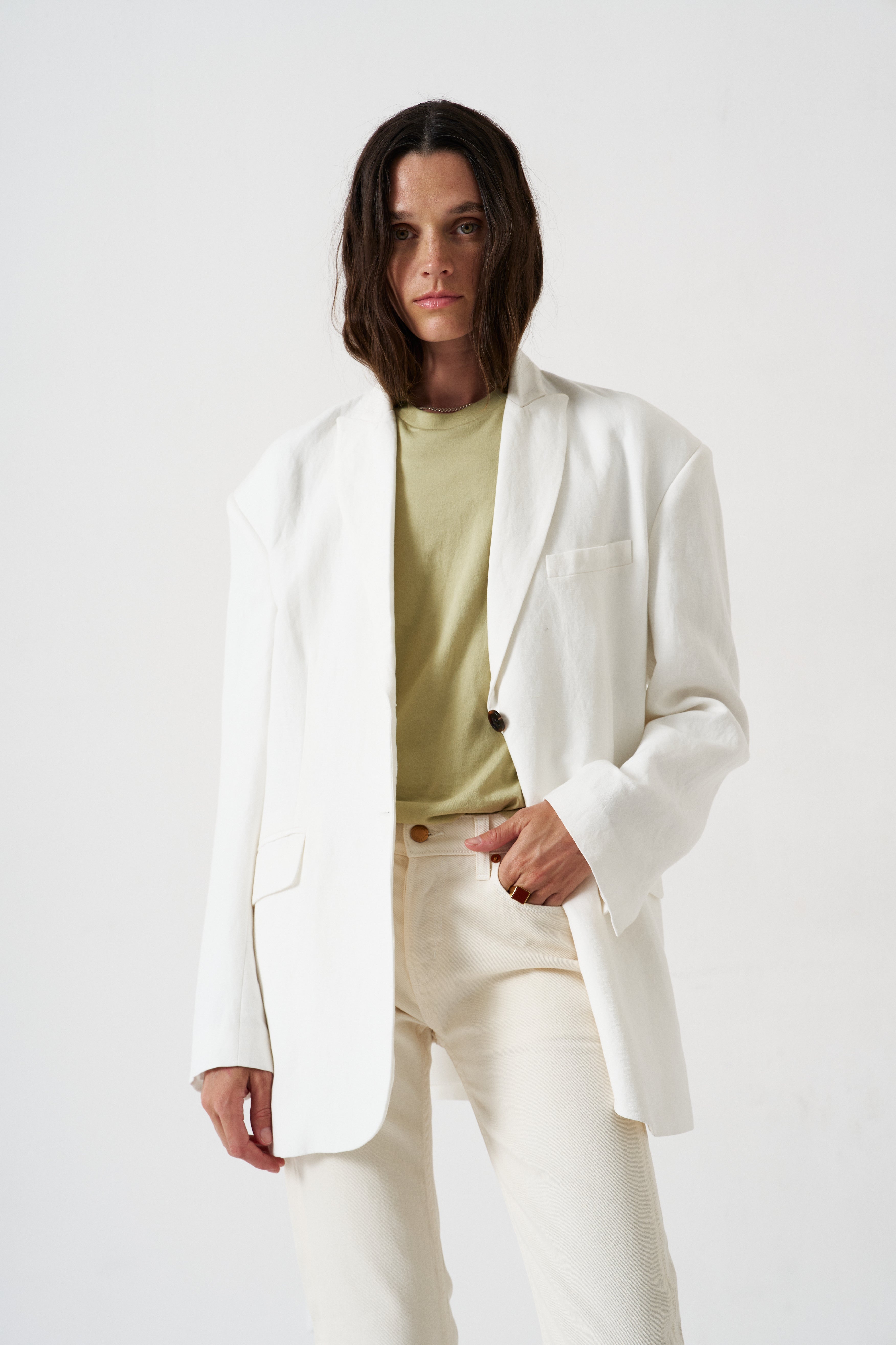 The Linen Oversized Blazer in White