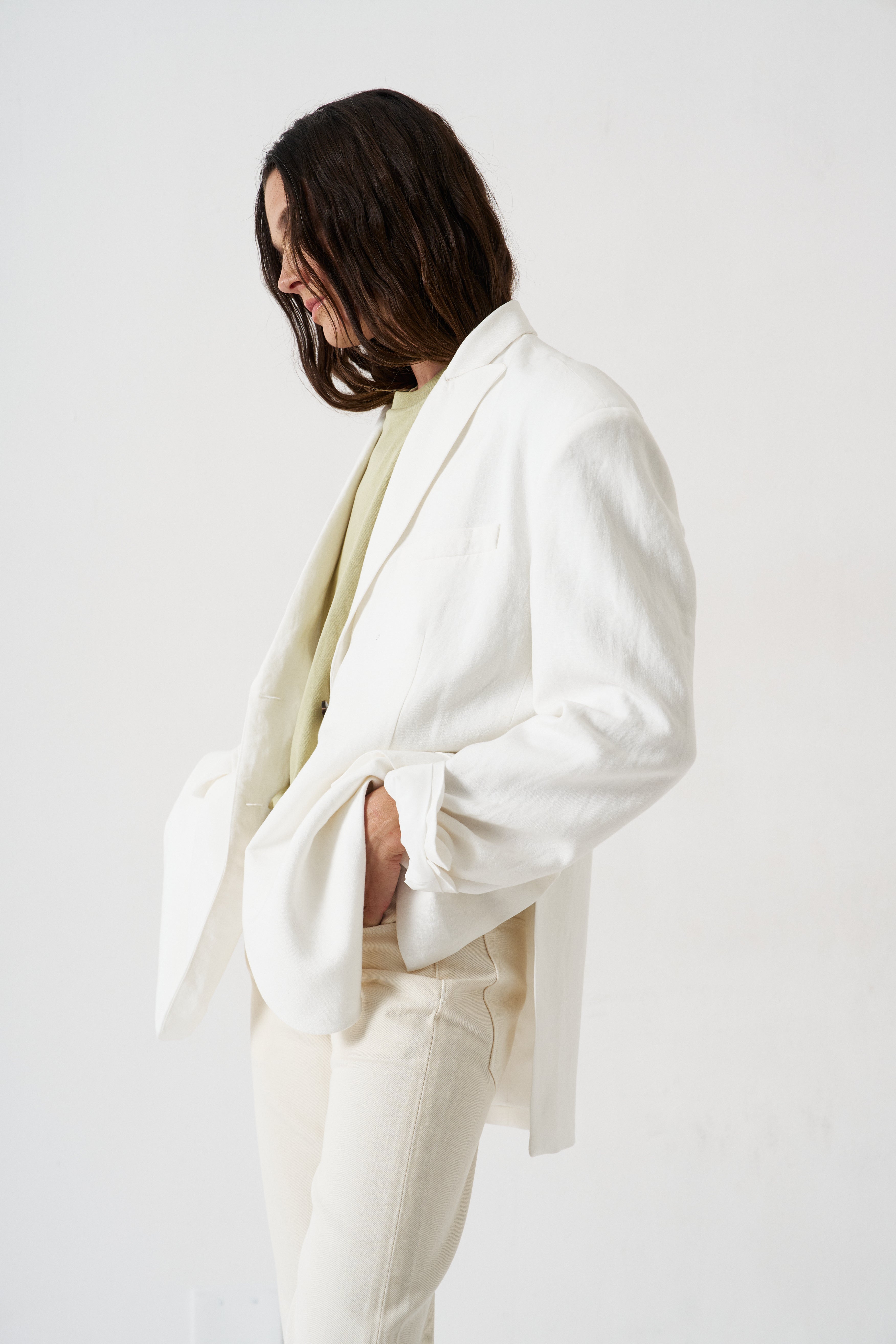 The Linen Oversized Blazer in White