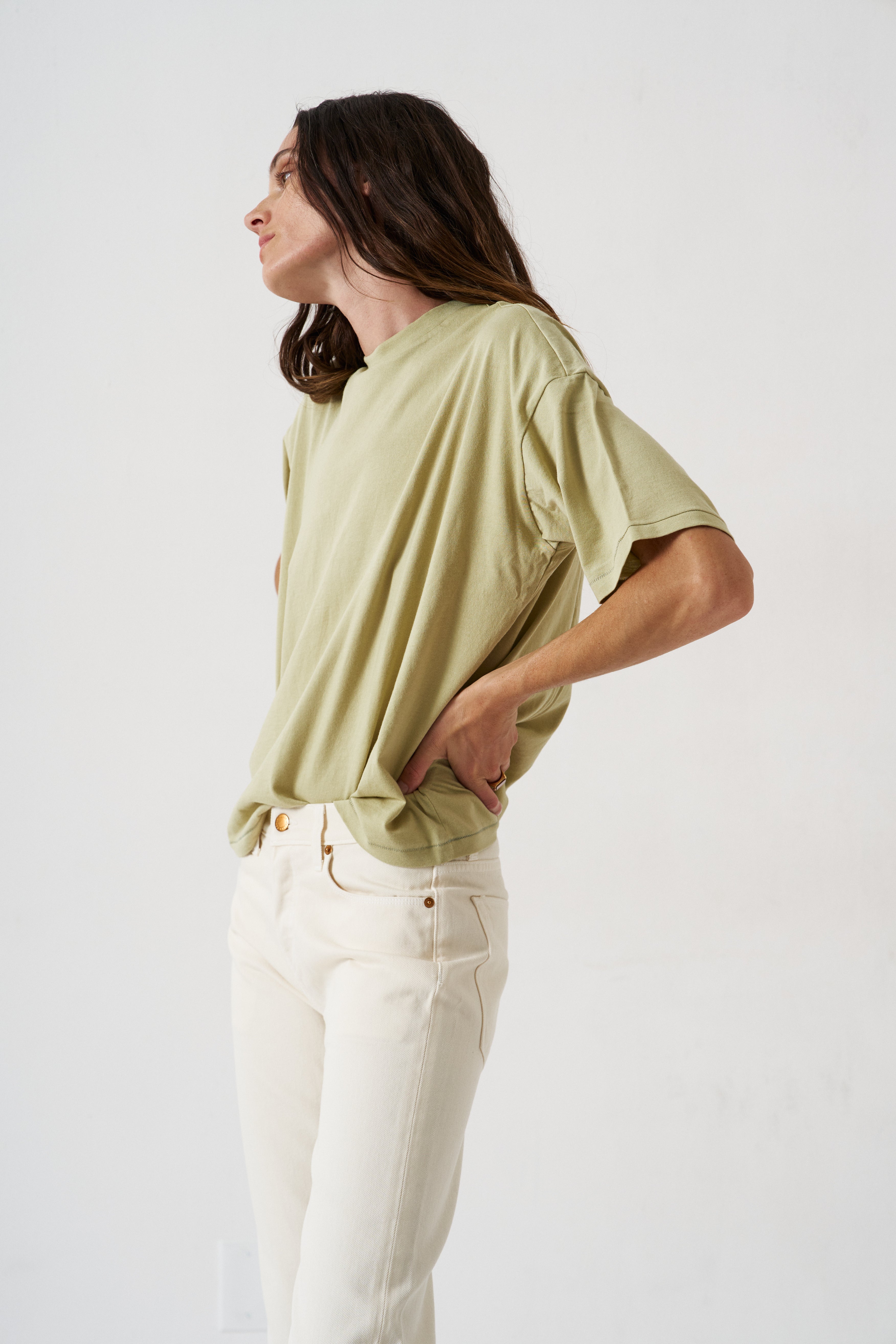 The Draped Tee in Pistachio