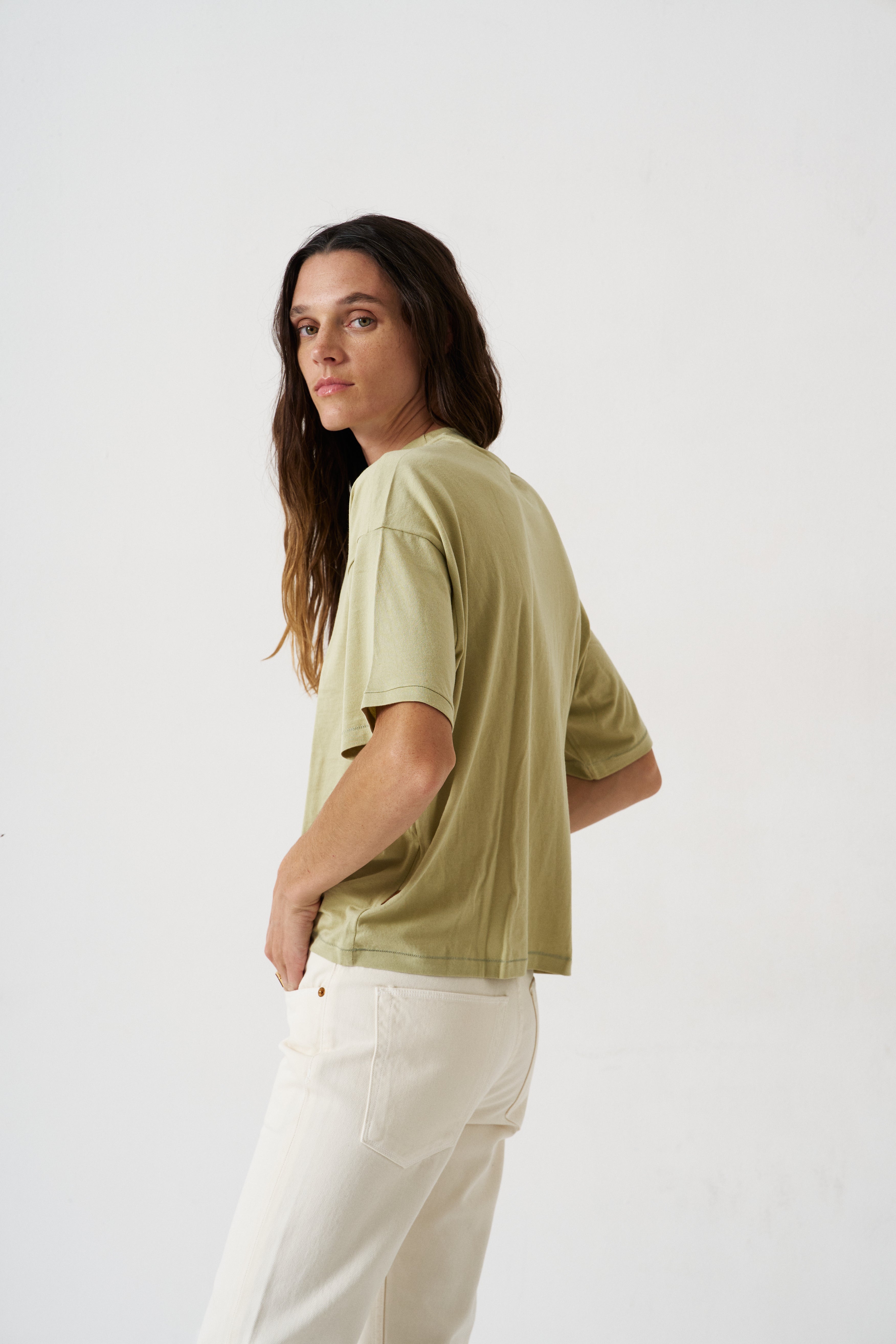 The Draped Tee in Pistachio
