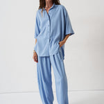 The Silk Arc Pant in Sky Blue