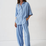 The Silk Arc Pant in Sky Blue