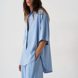 The Silk Arc Pant in Sky Blue
