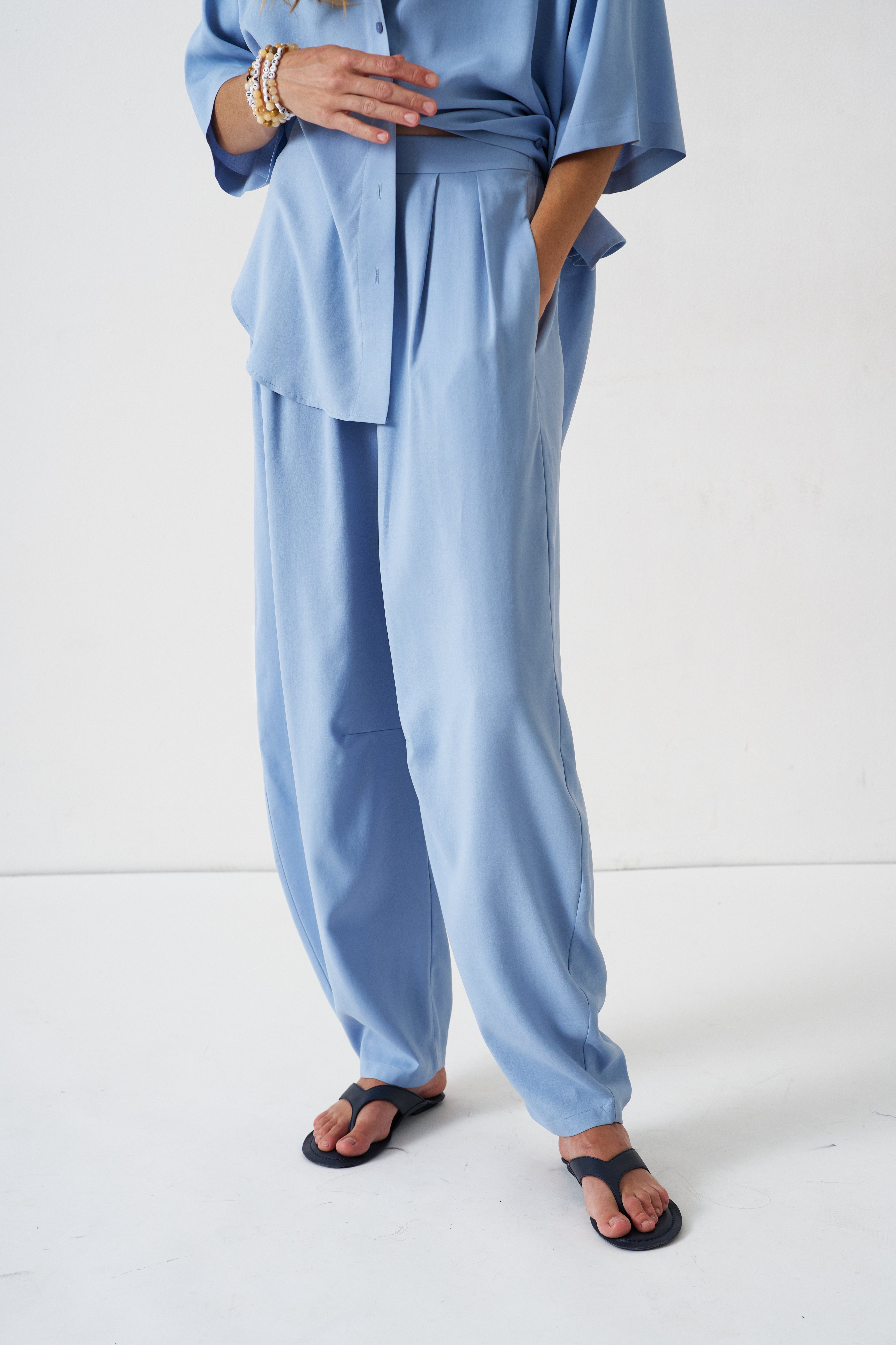 The Silk Arc Pant in Sky Blue