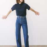 The Cowl Tee in Blue Lame
