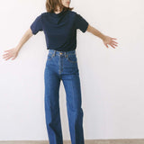 The Cowl Tee in Blue Lame
