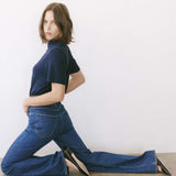 The Cowl Tee in Blue Lame
