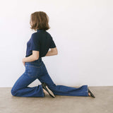 The Cowl Tee in Blue Lame