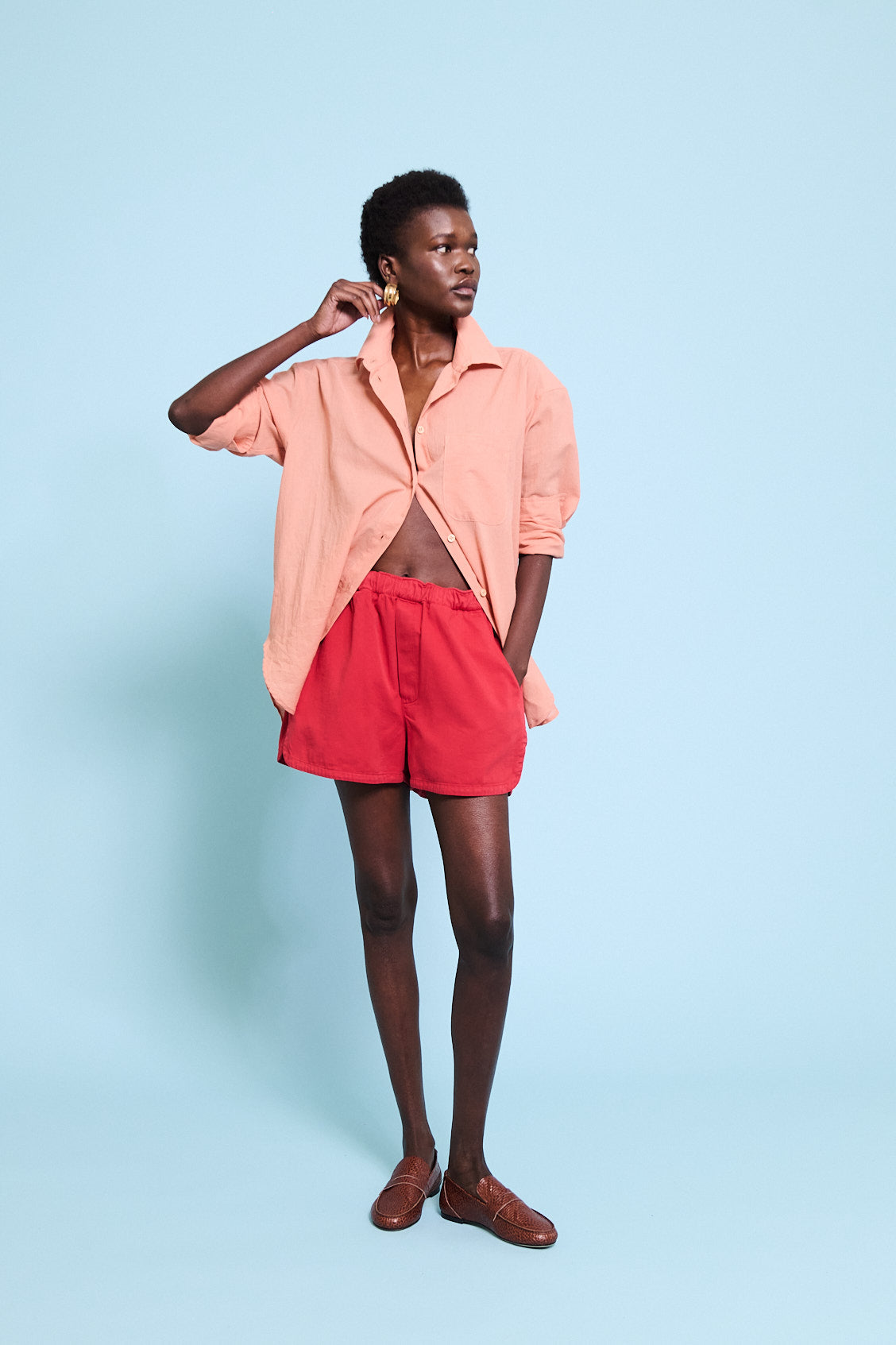 The Cotton Essential Shirt in Dusty Peach