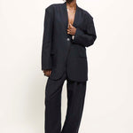 The Linen Oversized Blazer in Navy