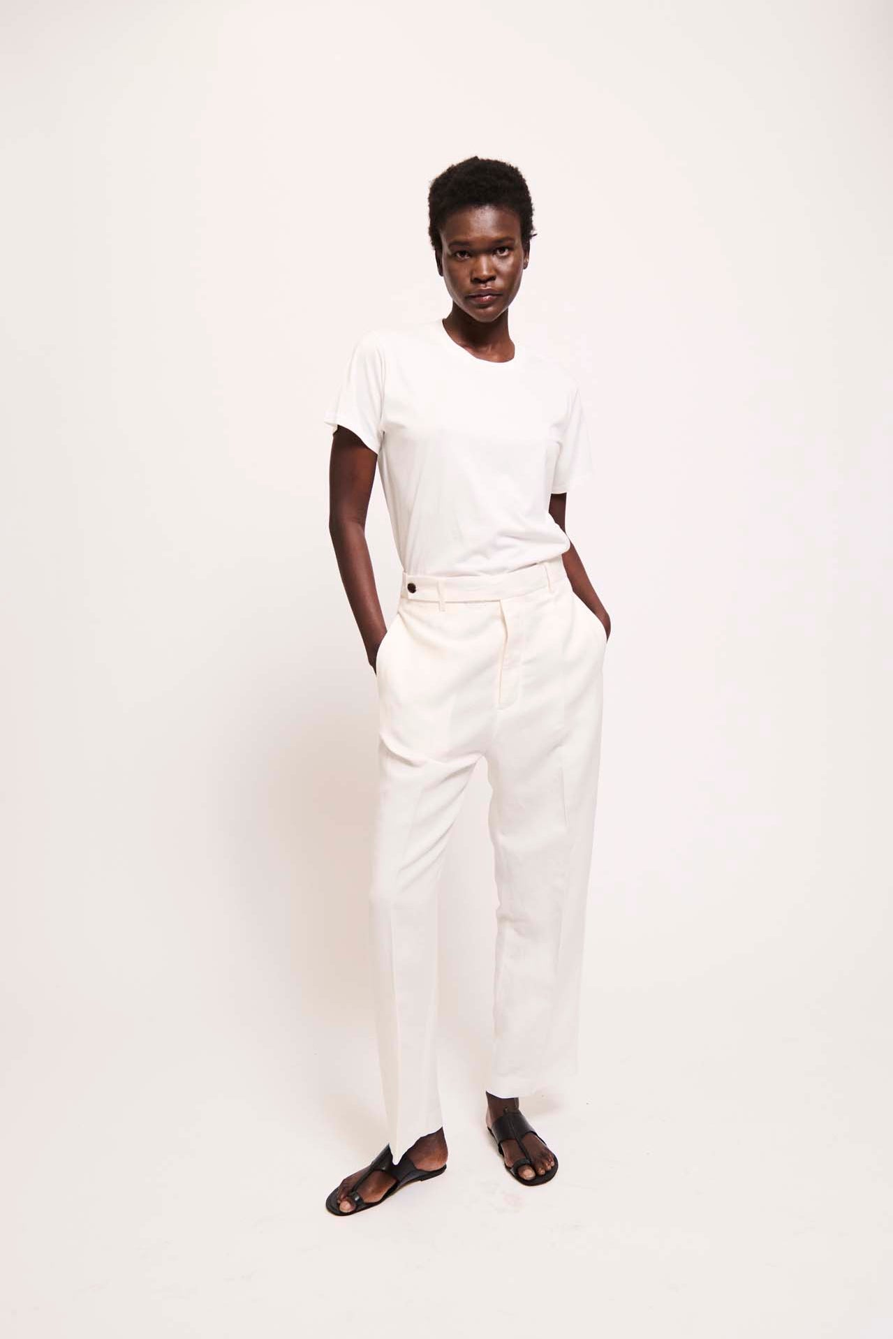 The Waist Tape Trouser in White
