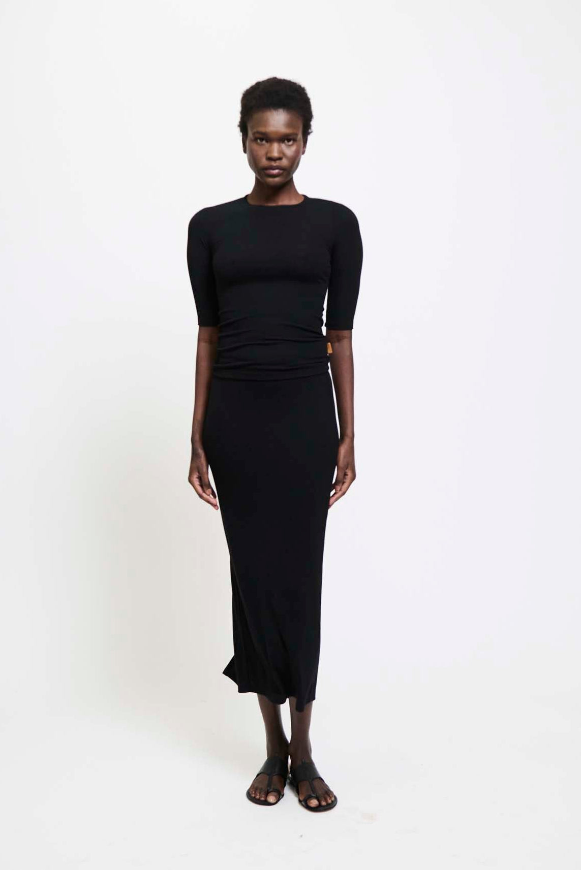 The Rib Pencil Skirt in Black