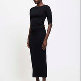 The Rib Pencil Skirt in Black
