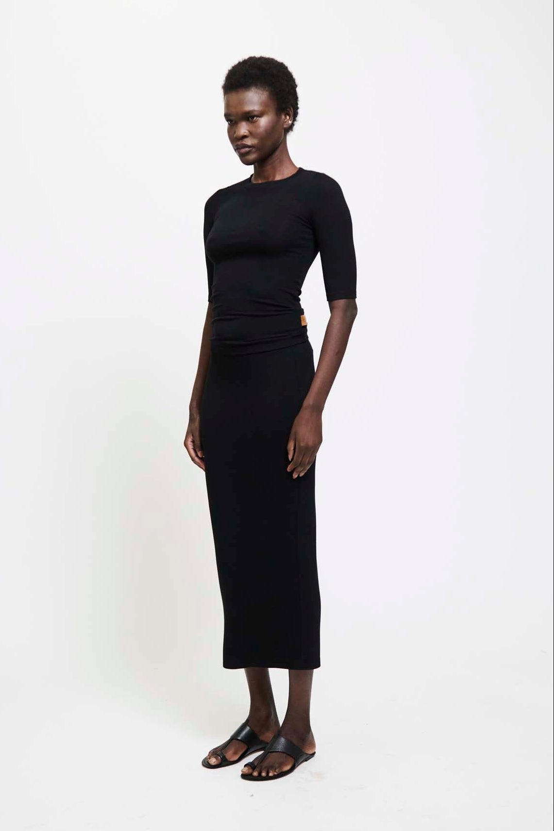 The Rib Pencil Skirt in Black